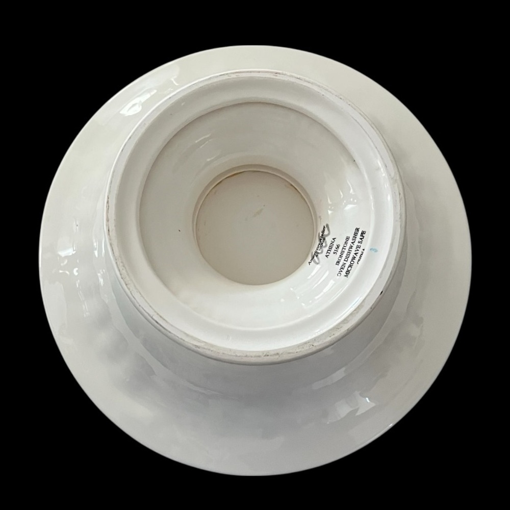 American Atelier at Home Athena Ironstone Footed Bowl 5166 White Ironstone EUC - Picture 5 of 11